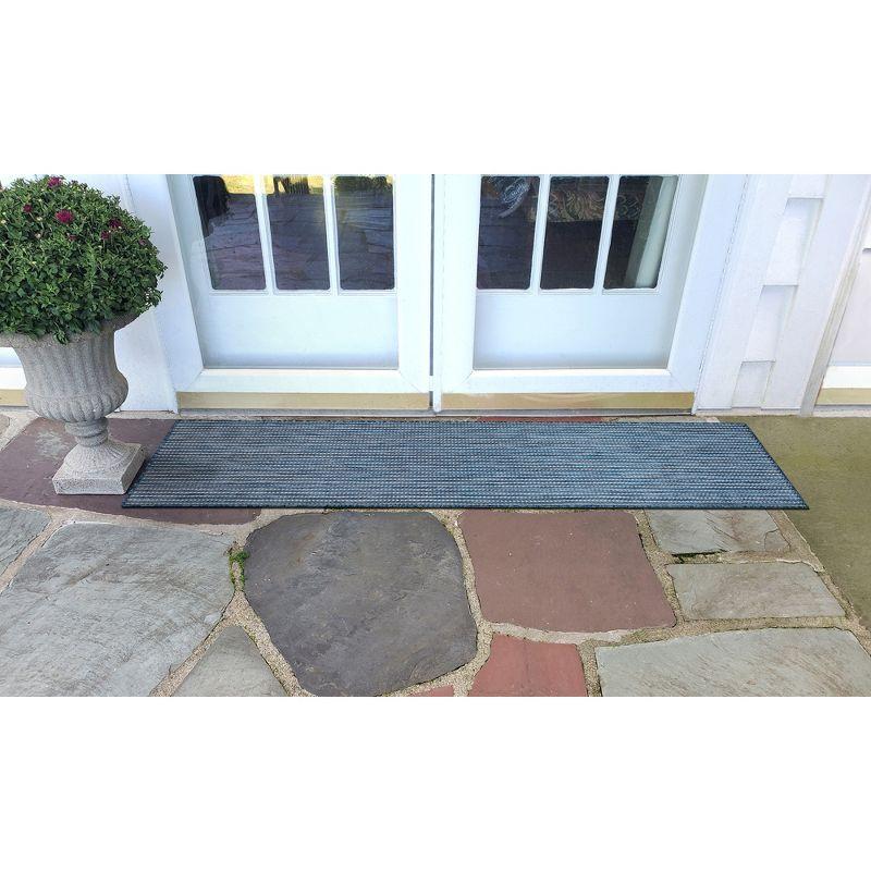 Navy Stripe Synthetic Flatwoven Indoor/Outdoor Rug