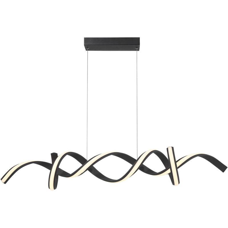 Possini Euro Design Helix Sand Black Island Pendant Chandelier 46" Wide Ultra Modern Spiral Dimmable LED Light Strip Twisting Ribbon Dining Room House