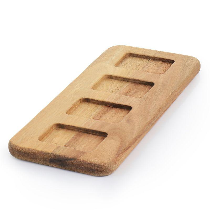 Gibson Elite Gibson Elite Gracious Dining 5 Piece Fine Ceramic Tidbit Dish Set With Acacia Wood Base