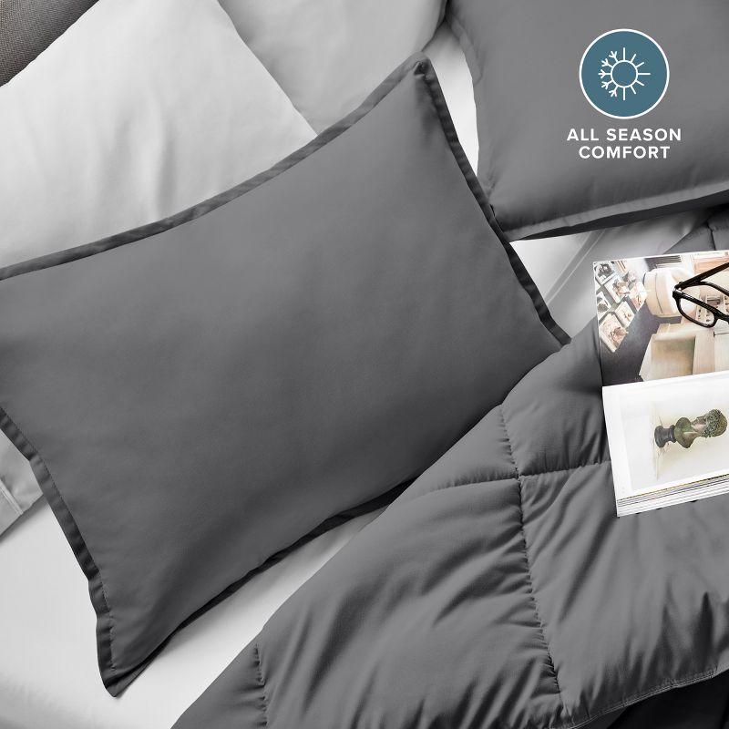 Solid Grey Microfiber Standard Pillow Sham Set by Bare Home