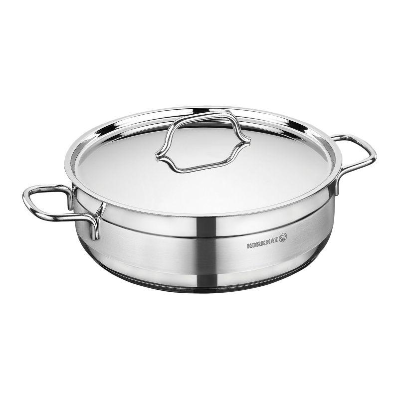 Korkmaz Alfa 2 Piece Stainless Steel Low Casserole Dish with Lid