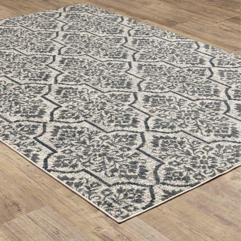 9'10"x12'10" Farrah Floral Trellis Area Rug Ivory/Blue - Captiv8e Designs: Bohemian, Low Pile, Fade & Stain-Resistant