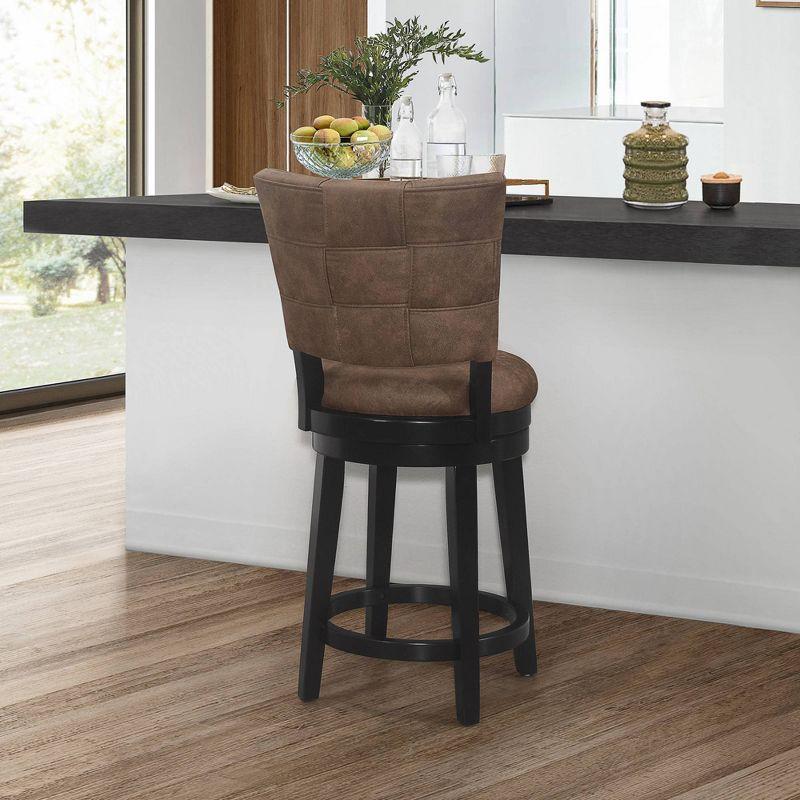 Chestnut Faux Leather and Wood Swivel Counter Stool