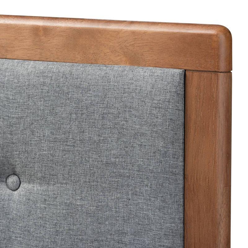 Baxton Studio King Ines Walnut Finished Wood Platform Bed Gray: Rubberwood & MDF, No Box Spring Needed