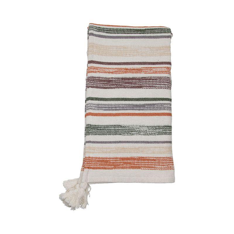 Multicolor Hand Woven Cotton Throw Blanket with Tassels