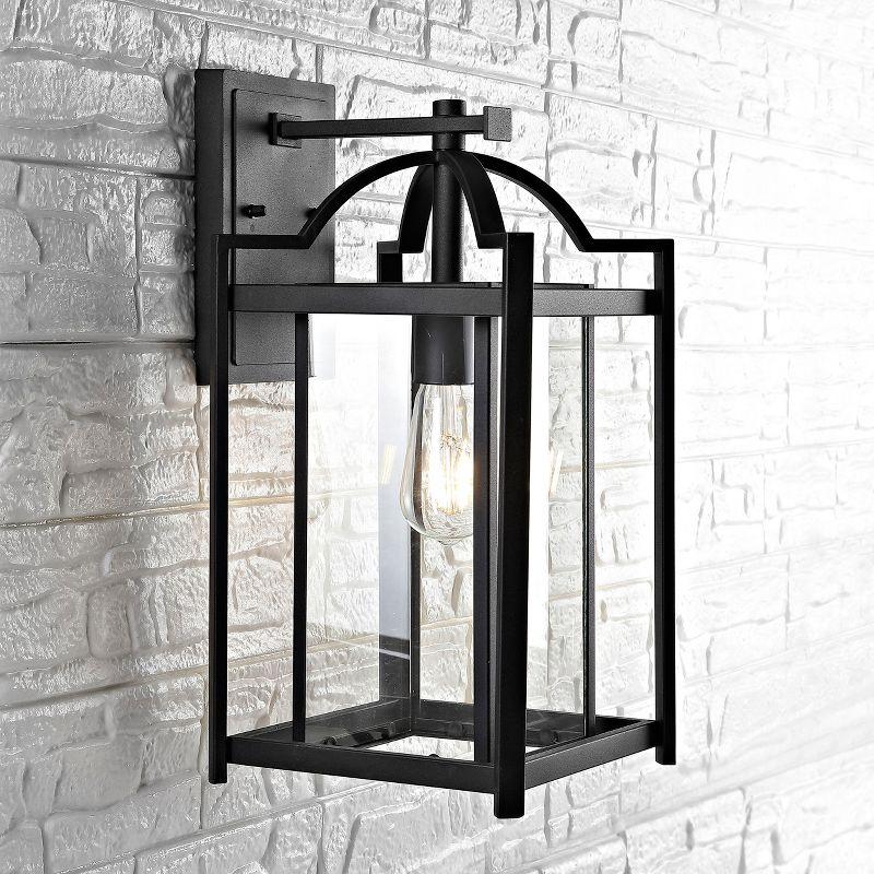 Portar Outdoor Wall Lantern - Black - Safavieh