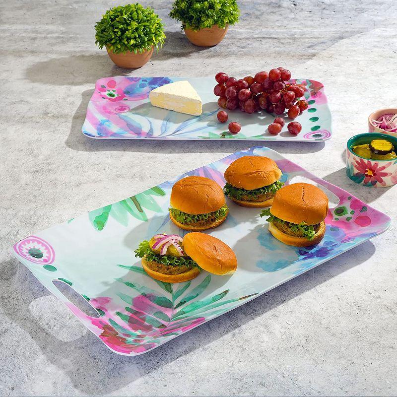 Cinnamon Twist Floral Melamine 2-Piece Serving Tray Set