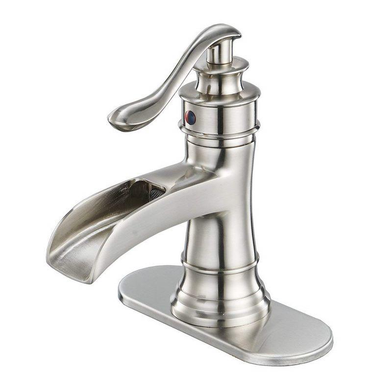 Brushed Nickel Single-Handle Waterfall Bathroom Faucet