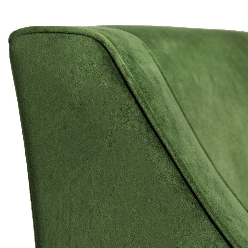 Forest Green Velvet Swoop Arm Accent Chair with Wood Legs