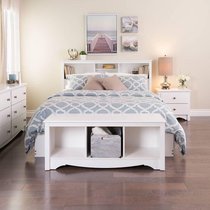 Prepac Monterey Headboard White (Full/Queen): Modern Storage Design, 3 Compartments, Adjustable Shelf