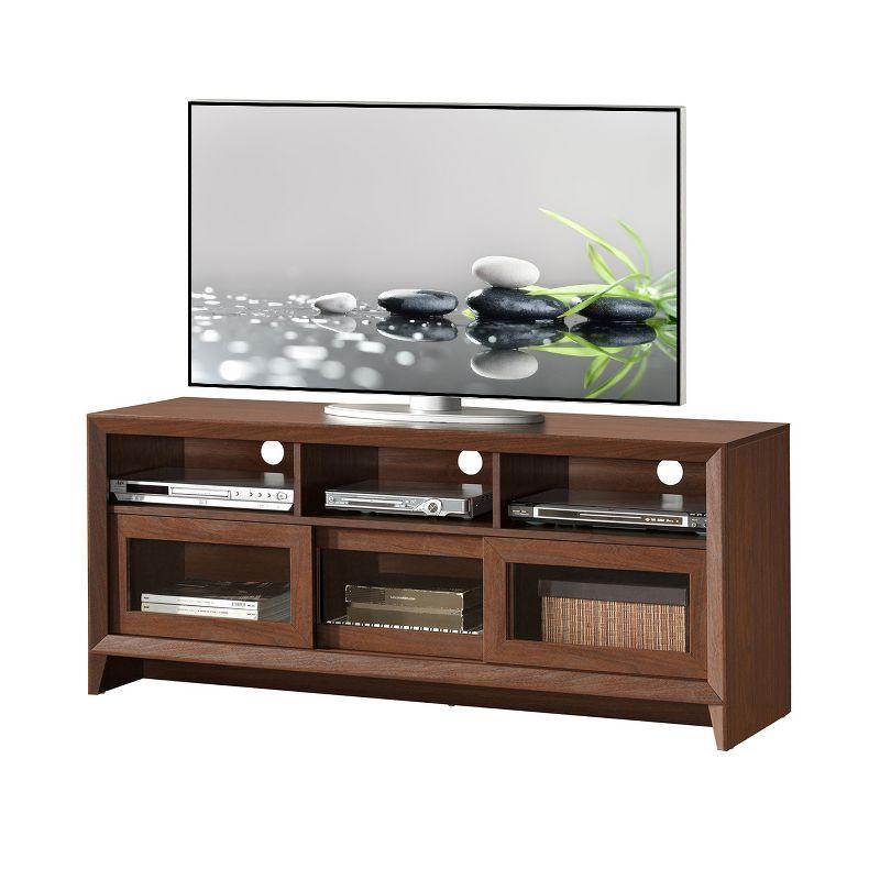 Hickory 60" Modern TV Stand with Sliding Doors and Storage