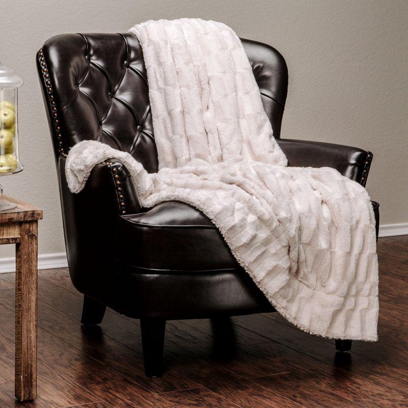 Chanasya Embossed Deco Faux Fur Throw Blanket