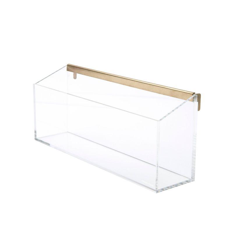 Clear Acrylic Wall Organizer with Gold Brass Accents