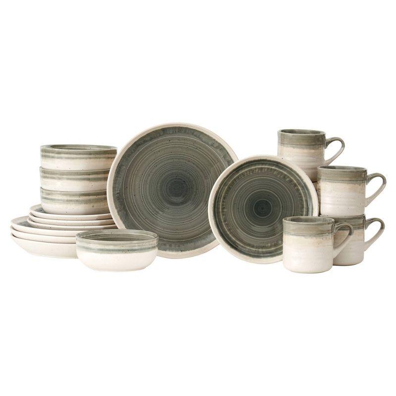 Baum Bros. 16pc Stoneware Splashed Dinnerware Ser Gray