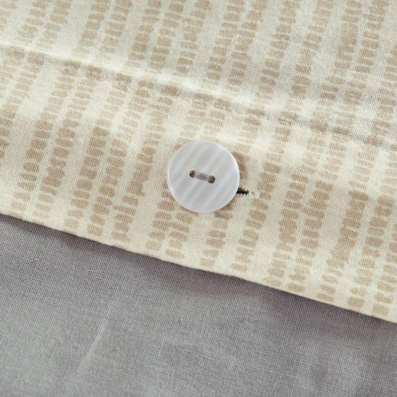 Ink+Ivy 3pc Full/Queen Cody Cotton Duvet Cover Set Yellow/Gray: Woven Stripe, Oeko-Tex Certified, Hidden Button Closure