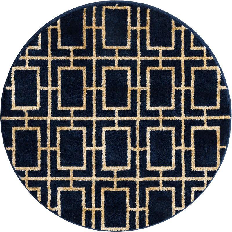 Glam Navy Blue Gold Area Rug