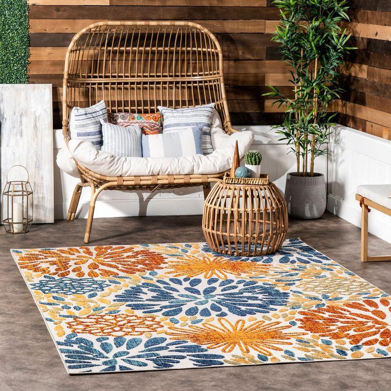 Nuloom Monique Floral & Paisley 8x10 Indoor/Outdoor Area Rug for Living Room Patio Deck Front Porch Kitchen, Blue/Multicolor