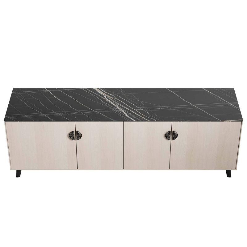 Manhattan Comfort 78.7" Haley Sideboard White/Black Marble
