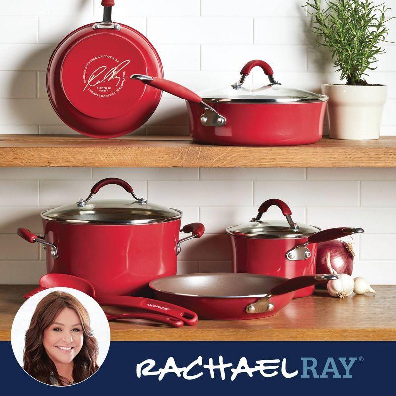 Rachael Ray Red 10-Piece Nonstick Aluminum Cookware Set