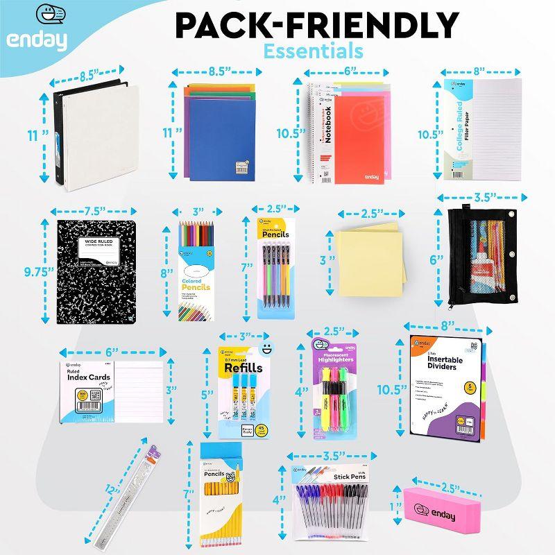 105-Piece School Supplies Kit for High School & College – Binders, Notebooks, Folders, Pens, Pencils, Sticky Notes, Dividers, Ruler, Erasers & More