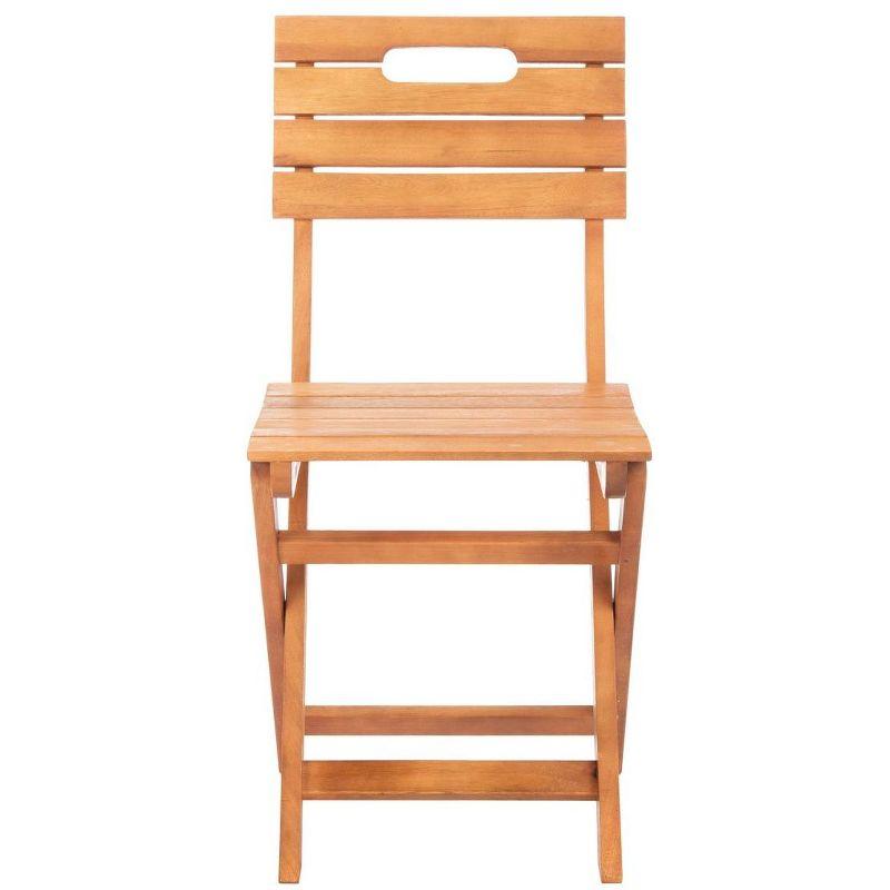 Natural Brown Eucalyptus Wood Folding Side Chairs, Set of 2