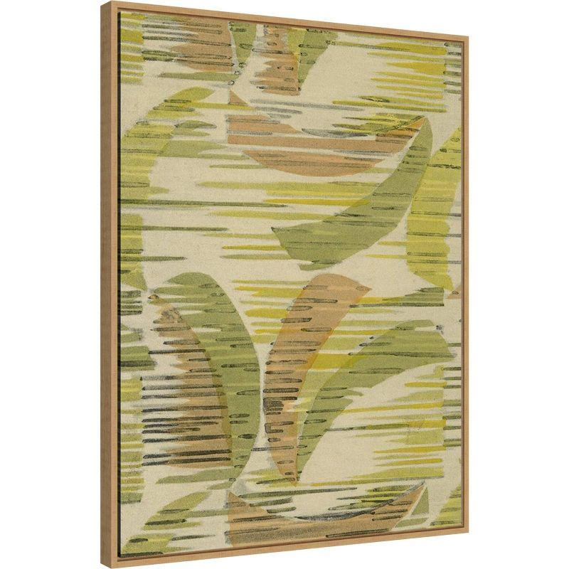 23" x 30" Delicate Deco Plant Pattern VII by Baxter Mill Archive Framed Canvas Wall Art Print - Amanti Art: Modern Style, Polystyrene Frame