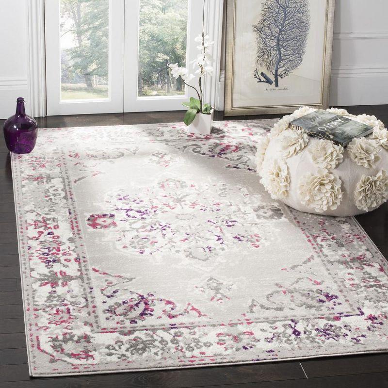 Rectangular Purple Medallion Easy Care Synthetic Rug