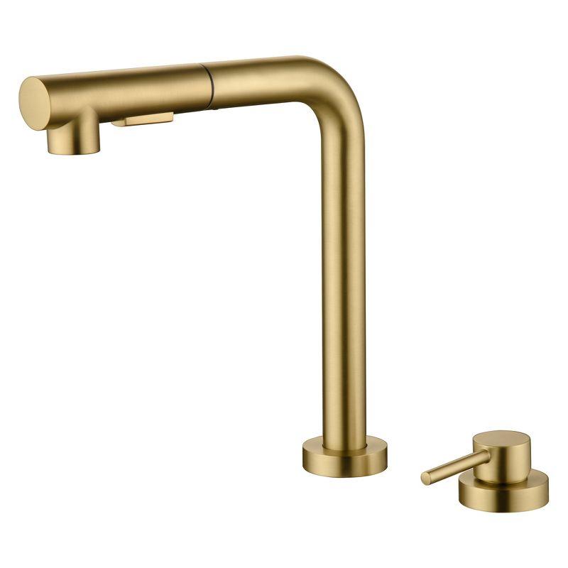 Brushed Gold Kitchen Faucet with Pull Out Sprayer and Side Handle