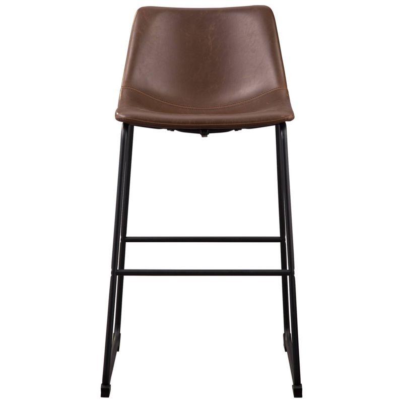 Centiar Pub Height Barstool Brown - Signature Design by Ashley: Faux Leather, Metal Base, Low Back