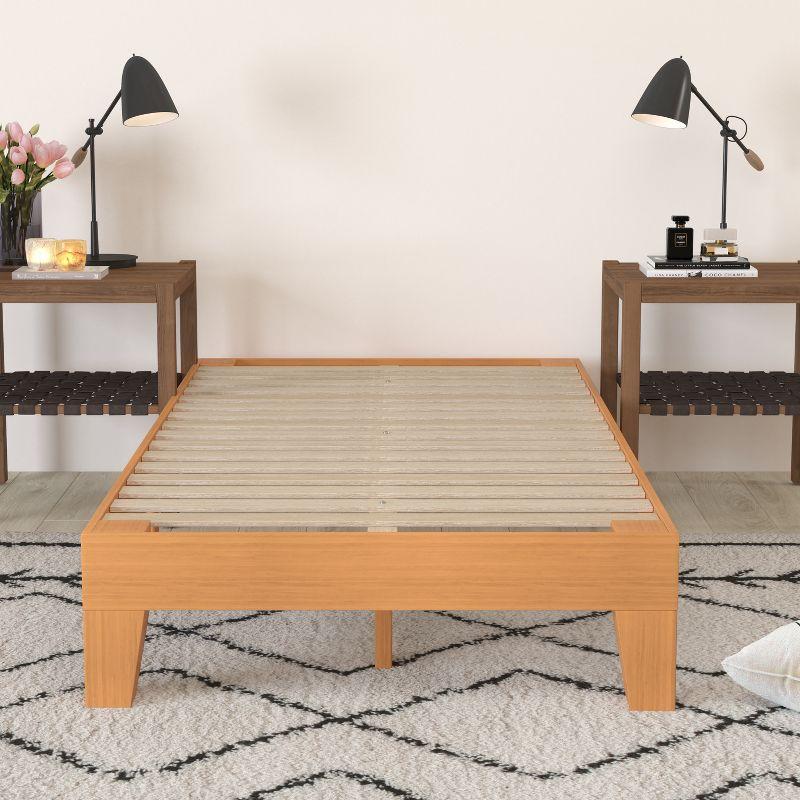 Merrick Lane Eduardo Platform Bed Frame, Solid Wood Platform Bed Frame With Slatted Support, No Box Spring Needed