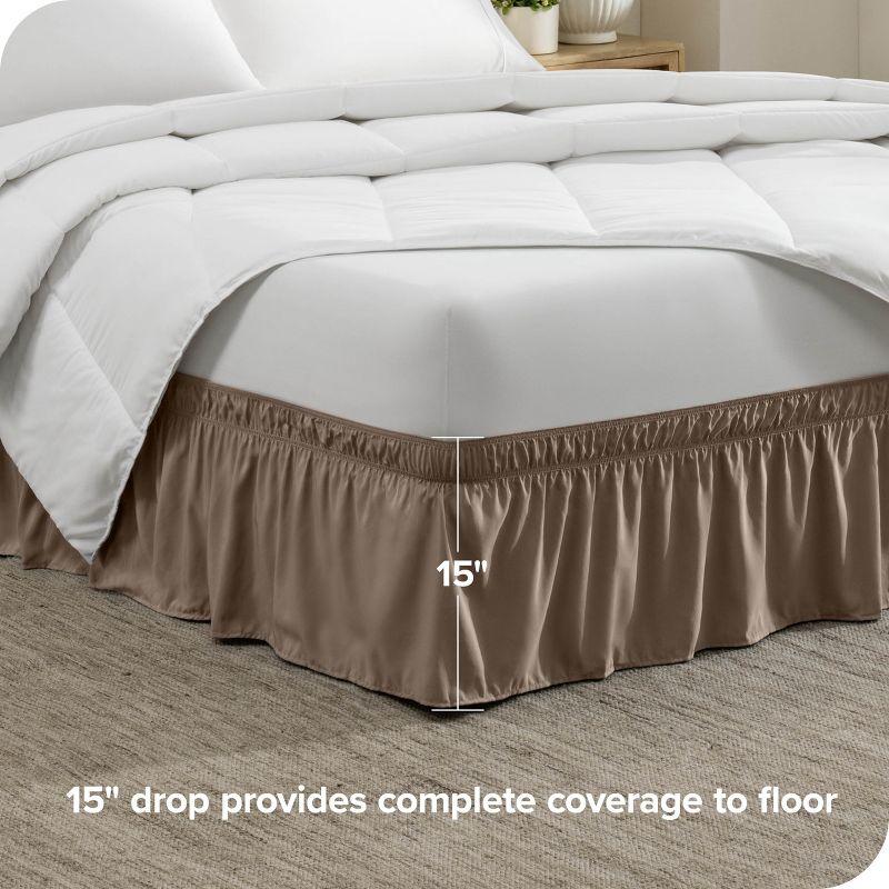 Taupe King Adjustable Ruffled Polyester Bed Skirt