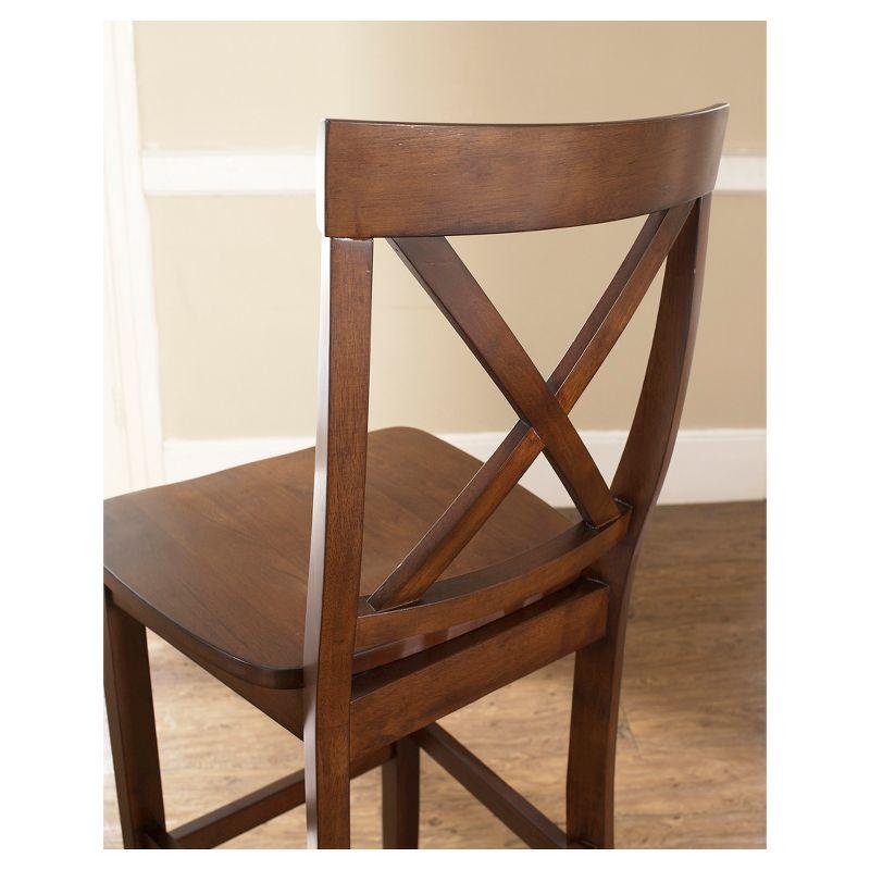 Crosley Set of 2 30" X-Back Barstools Mahogany: Traditional Farmhouse Design, Rubberwood Frame, Footrest