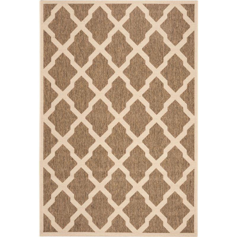 Beige and Brown Geometric Flat Woven Area Rug