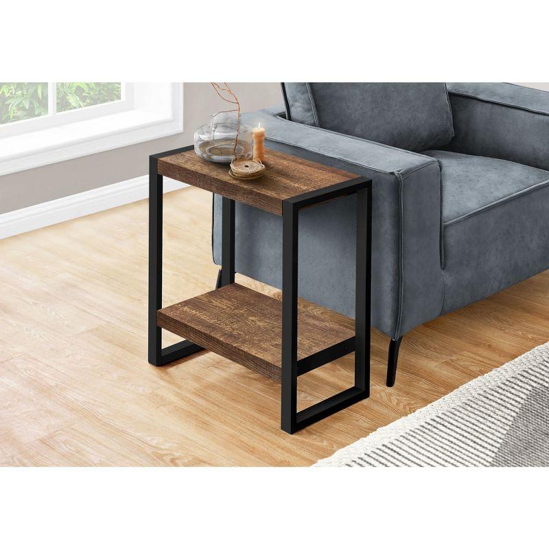 Accent Table Side End Nightstand Lamp Living Room Bedroom Brown Laminate Black Metal Industrial
