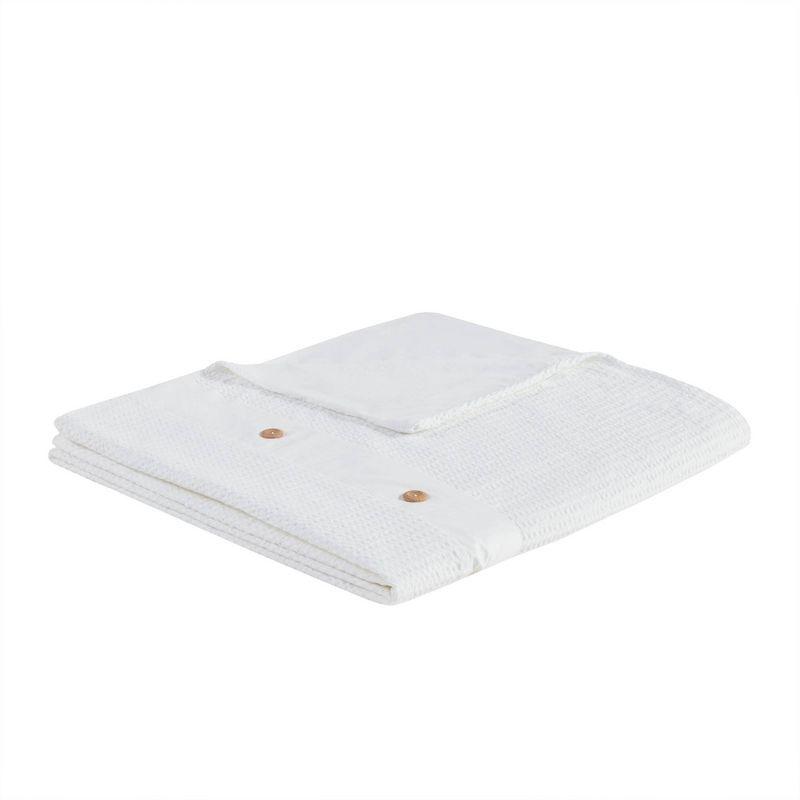 White Cotton Waffle Weave Full/Queen Duvet Cover Set