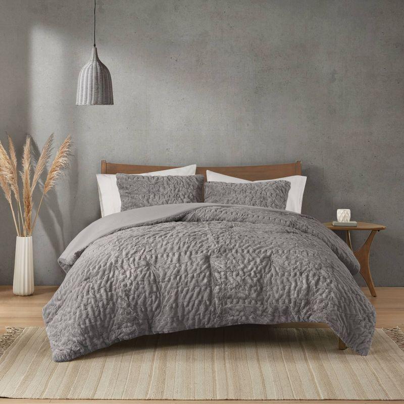 Almagul Ruched Fur Down Alternative Comforter Set