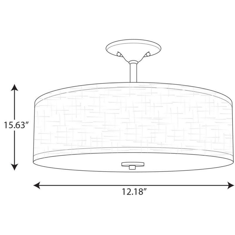 Progress Lighting, Inspire Collection, 3-Light Semi-Flush Mount, Antique Bronze, Off-White Linen Shade