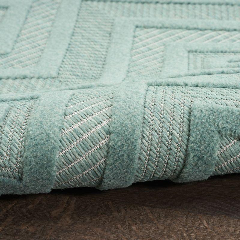 Nourison Versatile Diamond Geometric Flatweave Indoor Outdoor Area Rug Aqua/Teal 4' x 6'