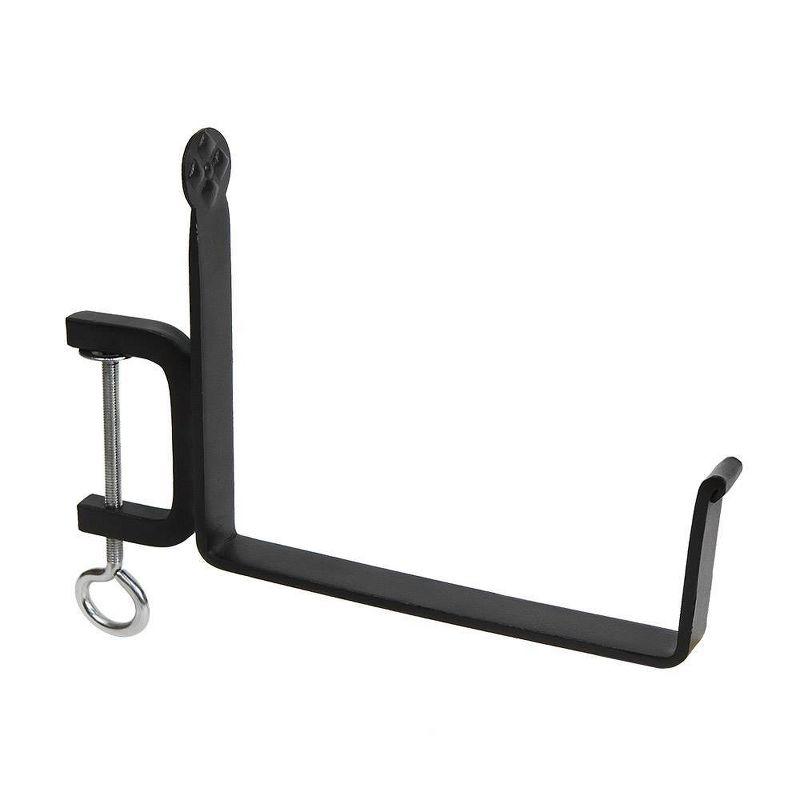 4" x 8" Pair of Clamp-On Steel Flower Box Brackets Black - ACHLA Designs: Secure Deck Rail Mount, Easy Storage