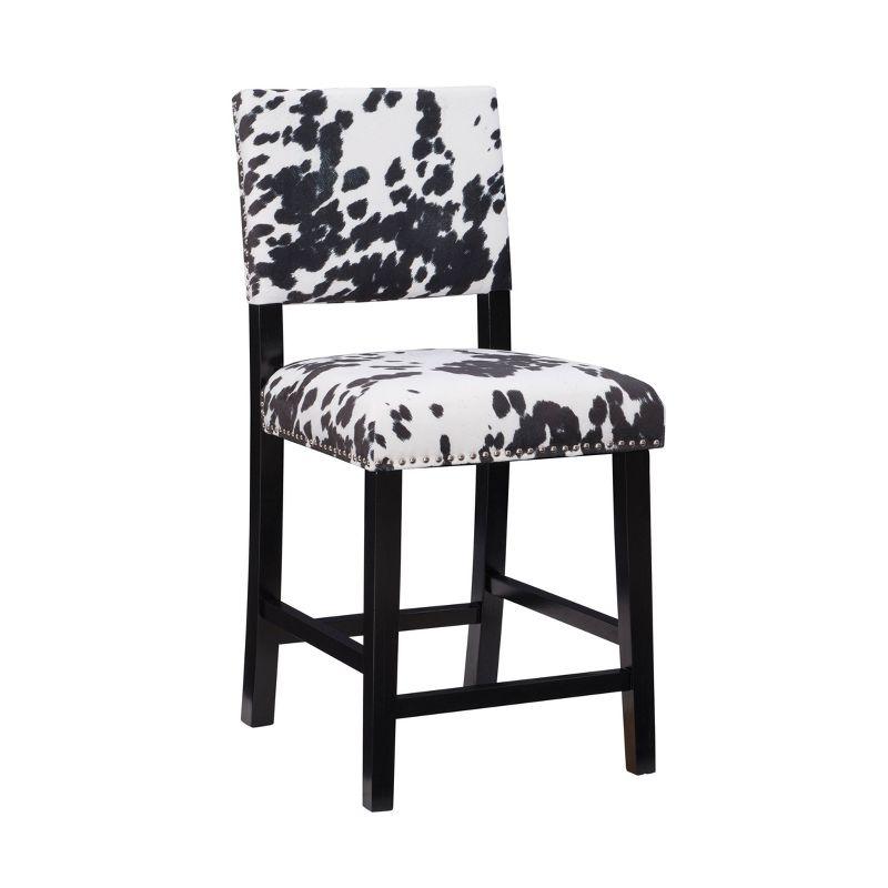 Clayton 24" Black Leather and Wood Swivel Counter Stool