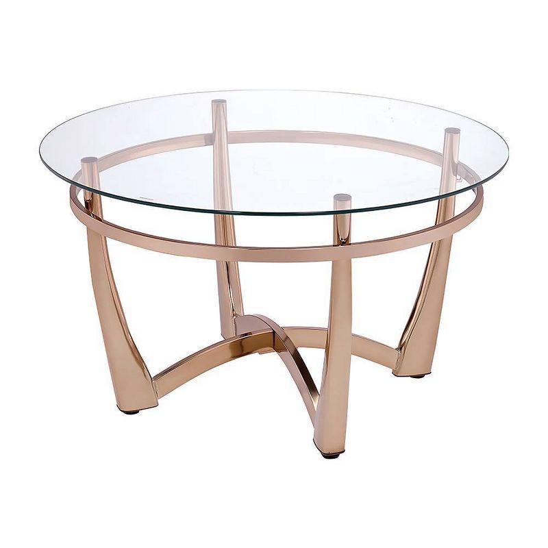 35" Orlando Li Coffee Table Champagne/Clear Glass - Acme Furniture