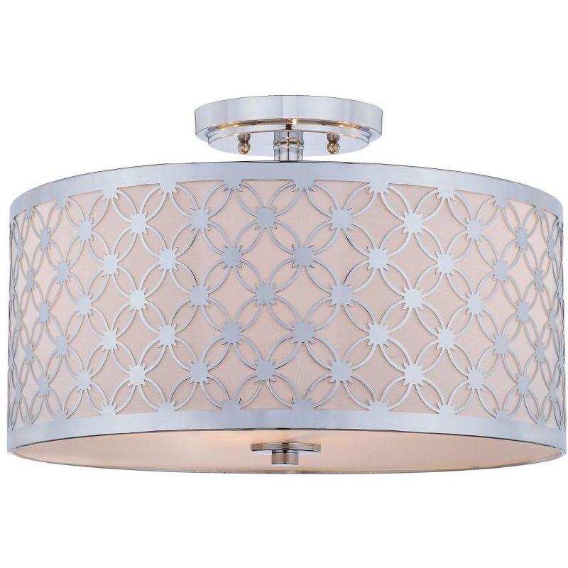 Retro Chic 16" Chrome Drum Flush Mount Ceiling Lamp