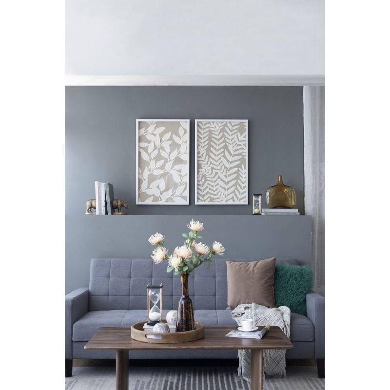 Set of 2 Estella Paper Shadow Box Wall Decors White - A&B Home: Transitional Style, Botanical Art, MDF Frame