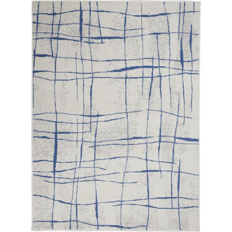 Ivory Abstract Linear 6' x 9' Machine-Made Synthetic Area Rug