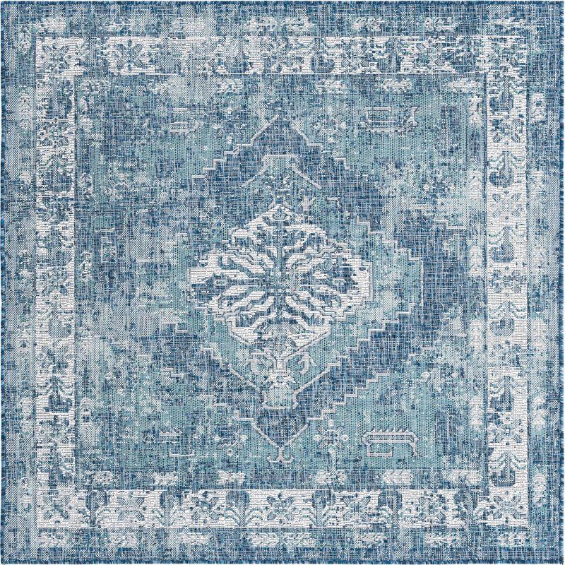 Unique Loom 5' 3 x 5' 3 Square Indoor/Outdoor Traditional Blue Area Rug