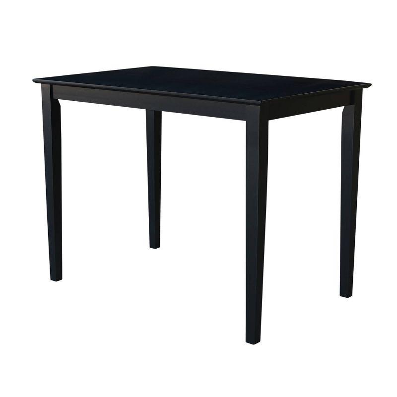 30" x 48" Solid Wood Top Counter Height Table with Shaker Legs Black - International Concepts: Parawood, Non-Extension