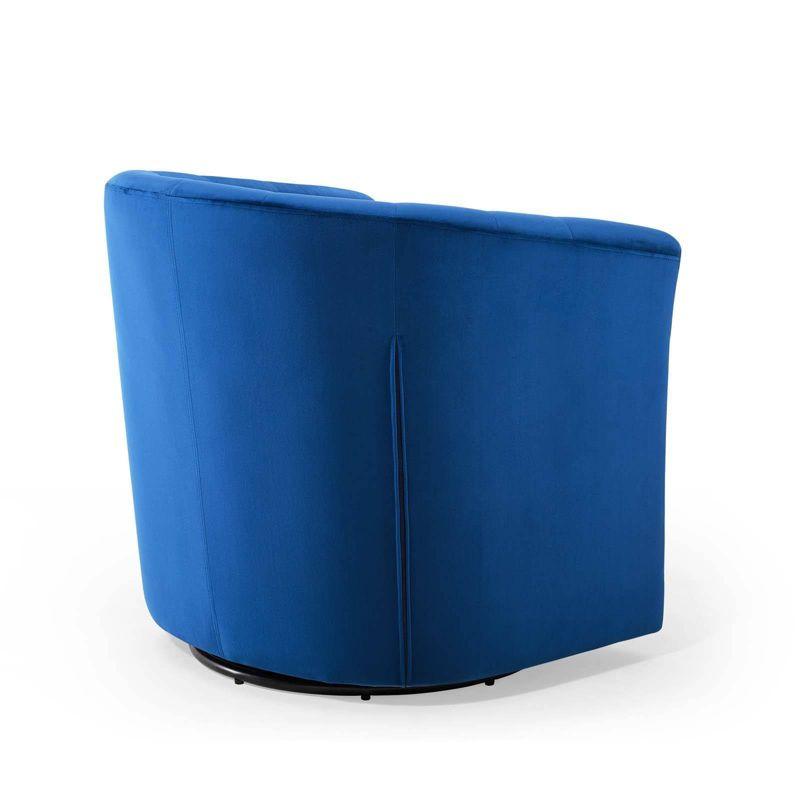 Navy Velvet Swivel Barrel Accent Chair with Tufted Design