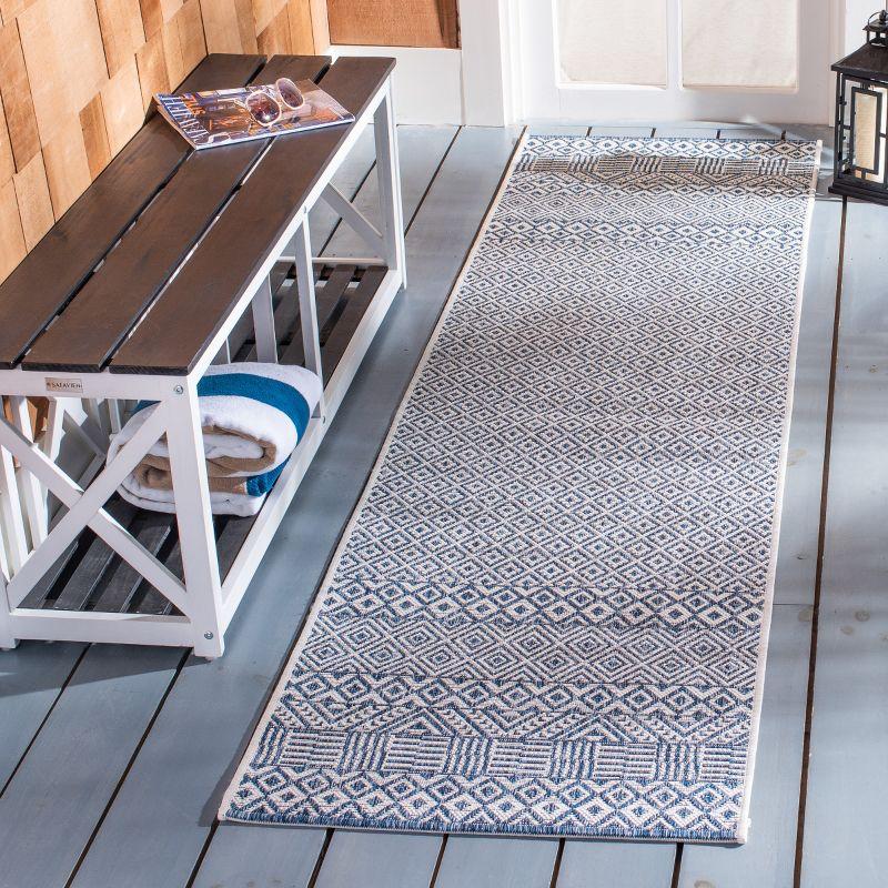 Courtyard CY8235 Power Loomed Indoor and Outdoor Runner Rug - Blue/Navy - 2'3"x5' - Safavieh