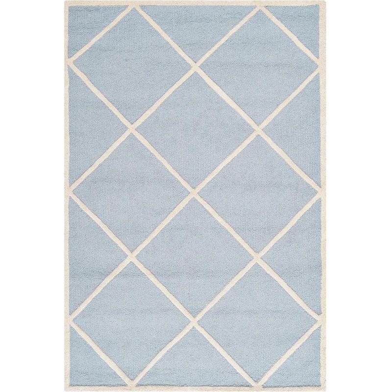 Light Blue/Ivory Hand-Tufted Wool 4' x 6' Area Rug