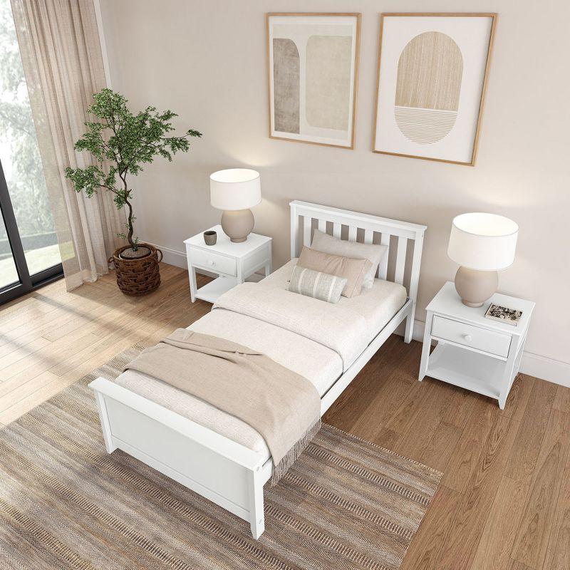 Plank+Beam Classic Solid Wood Twin Platform Bed Frame with Slatted Headboard